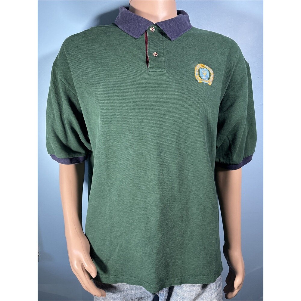Jerzees Golf Polo Shirt (Men's Size XXL) Green, Naval War College Coat of Arms